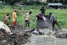 Manual gemstone mining in developing country