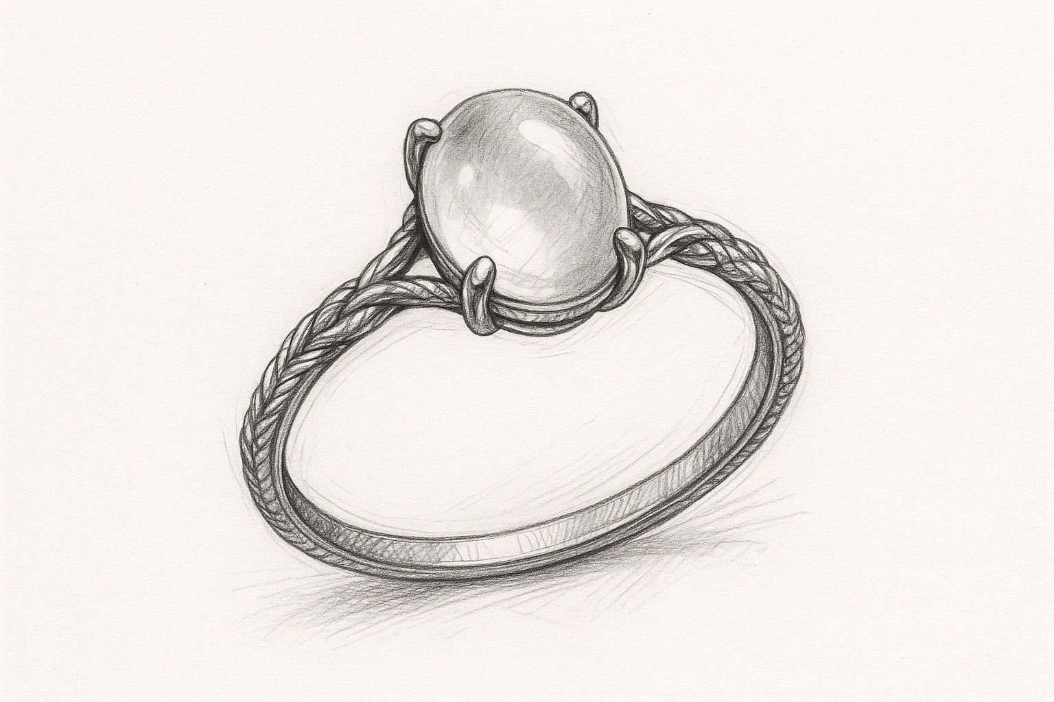 Artisan sketch of moonstone engagement ring