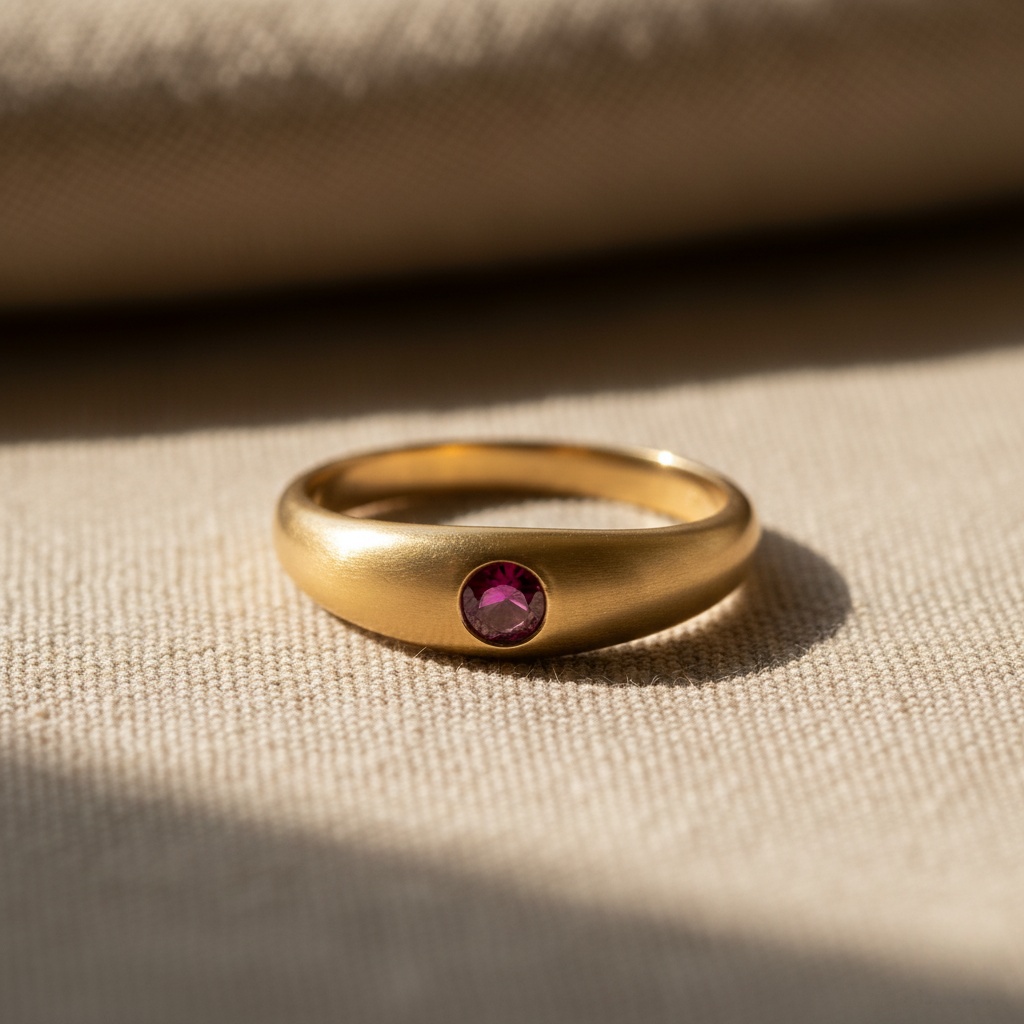 Victorian-style gypsy-set ruby ring in 18K yellow gold made for Marco